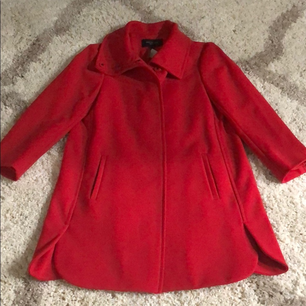 Fancy red 3/4 sleeve Ann Taylor coat.